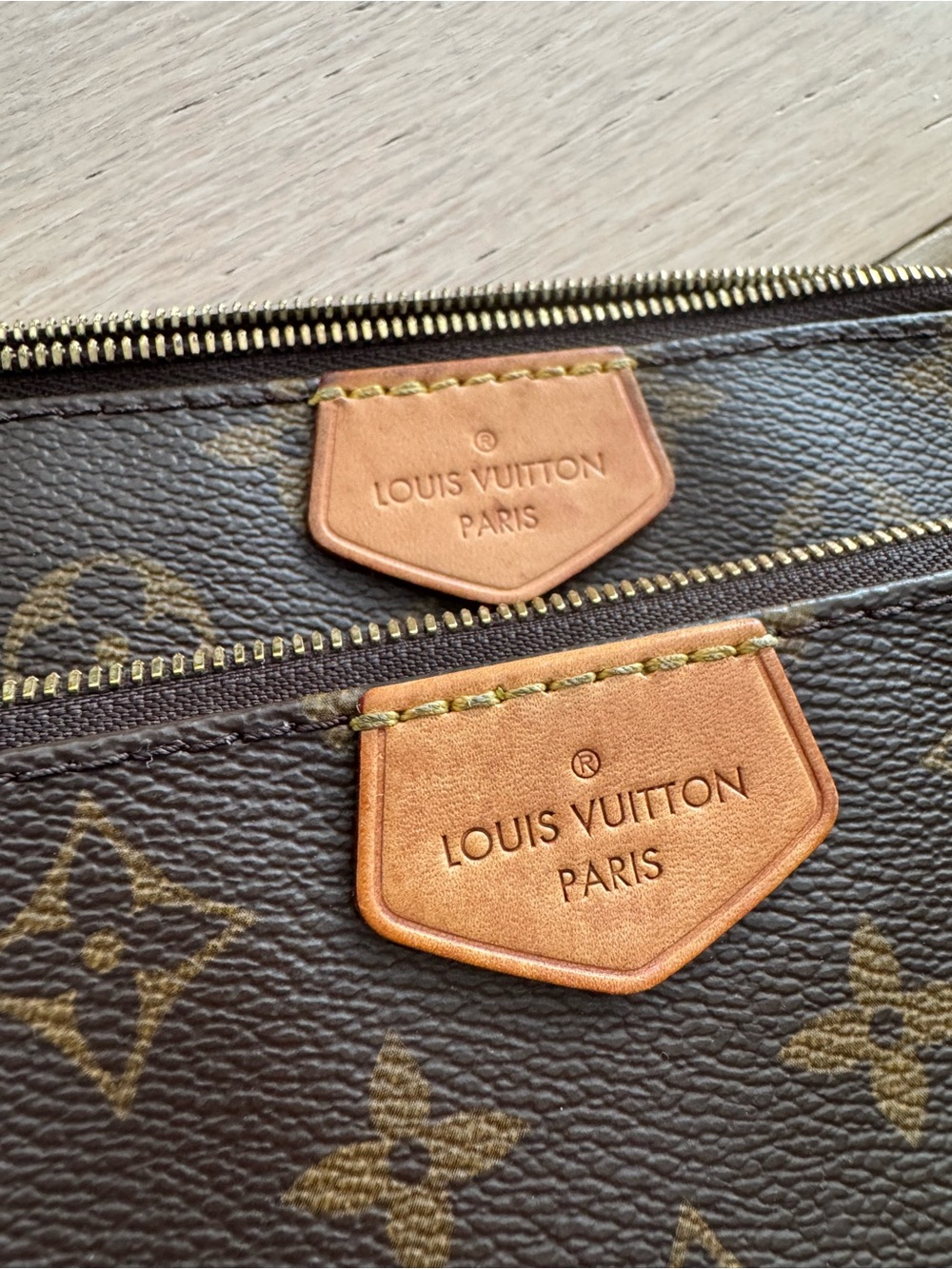 Louis Vuitton Monogram Multi-Pochette Accessoires in Brown with Green Strap - Picture 6 of 10